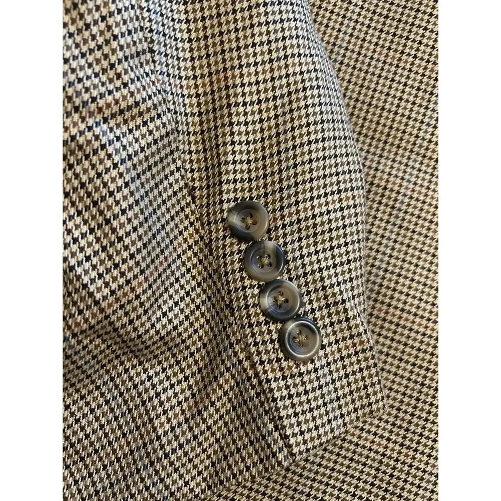 Pronto Moda Italia Blazer 52R Houndstooth Silk Wool Cashmere Lana Lux Sport Coat